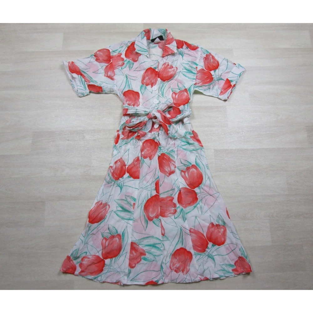 Vintage 80s Does 40s Lynda Pizzuto for Phoebe Tulip Midi Dress (3/4) Rayon